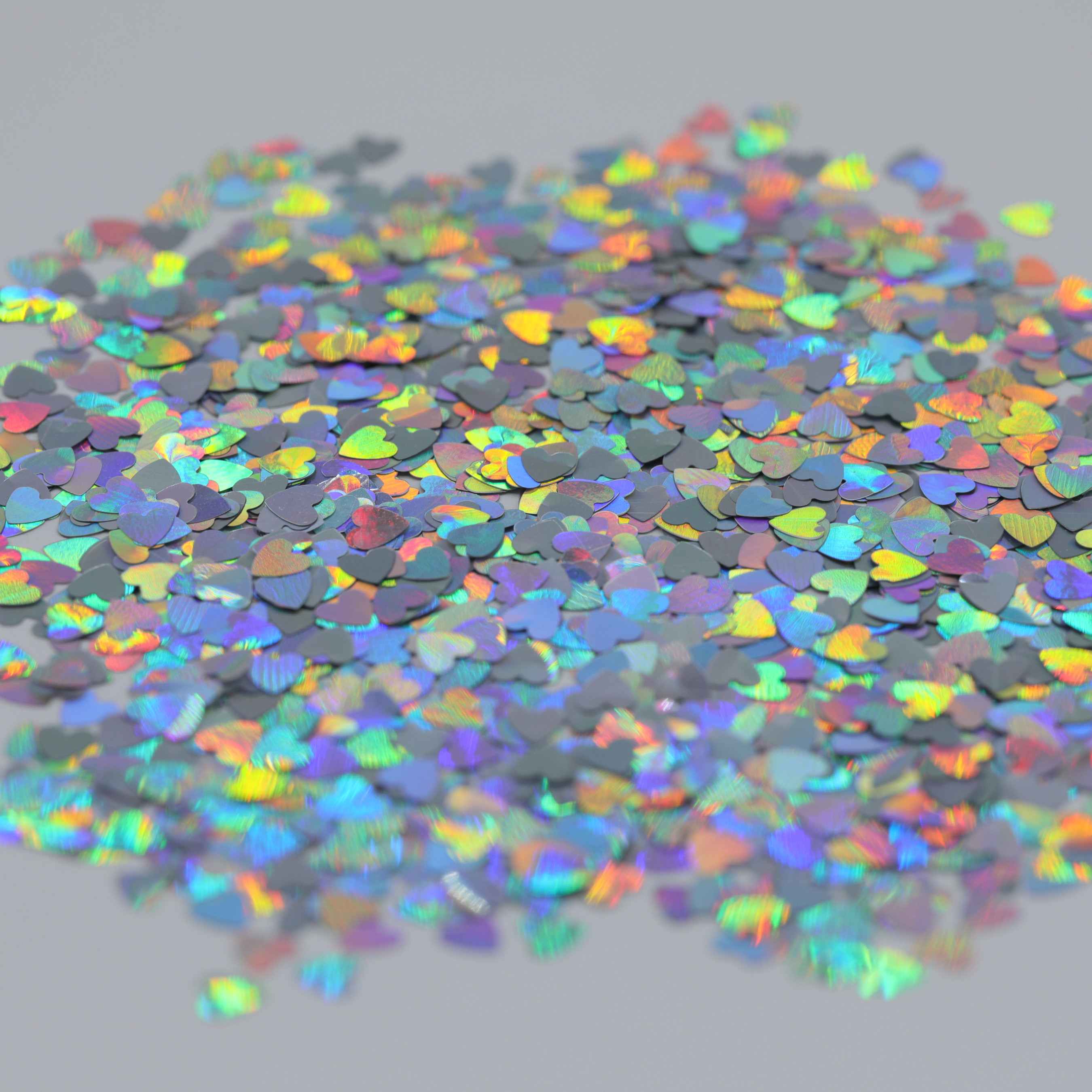 3mm Holographic Silver heart Glitter